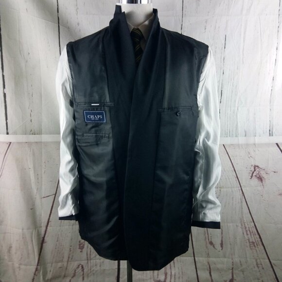 Chaps 46L Wool Blend 2 Metal Button Black Suit Blazer Sport Coat - Picture 10 of 10